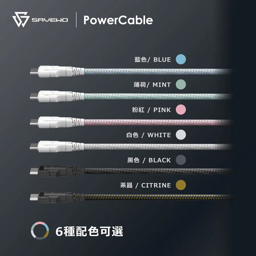 SAVEWO PowerCable USB-C Magnetic 磁吸自卷 240W PD3.1